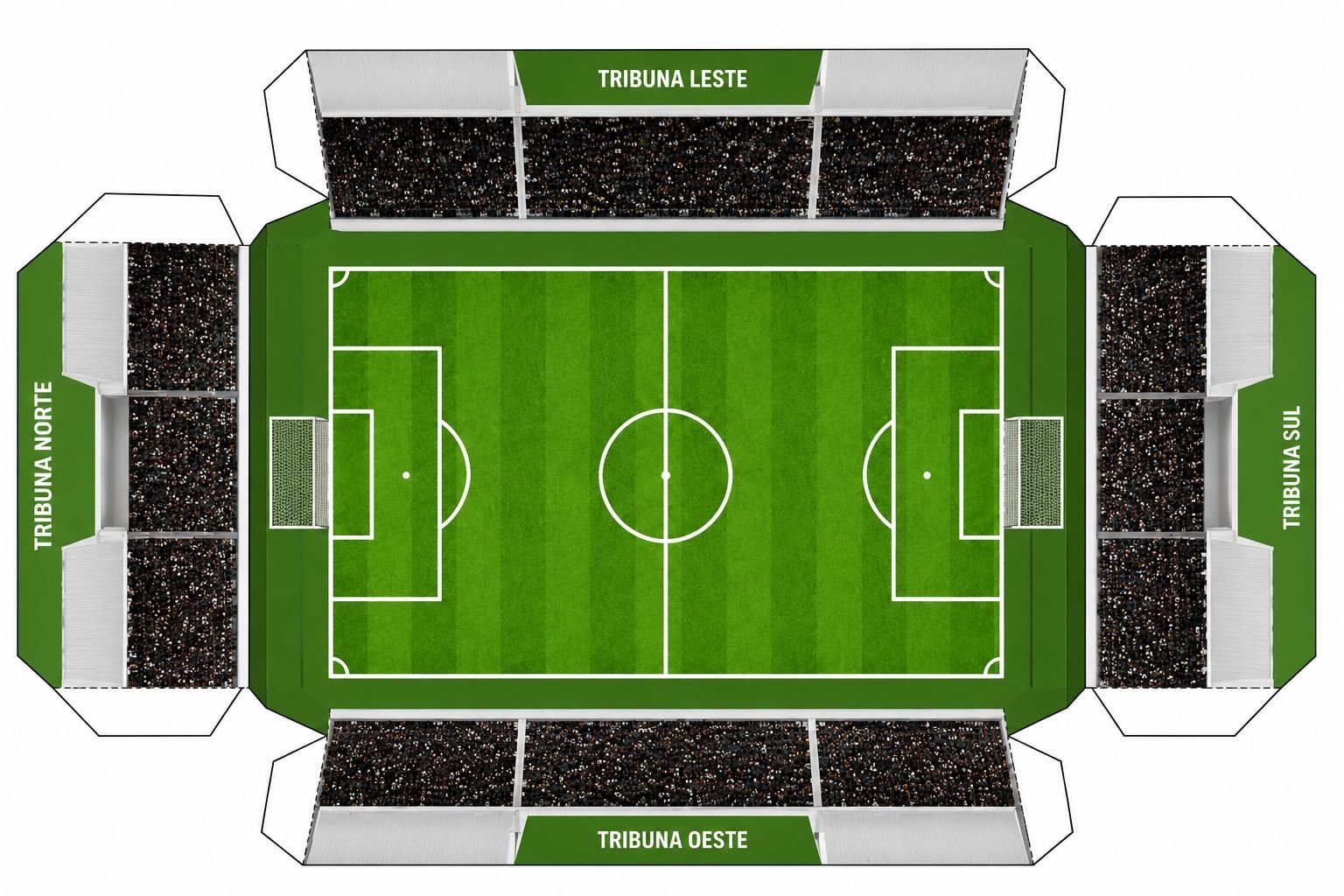 Template do mini estádio papercraft